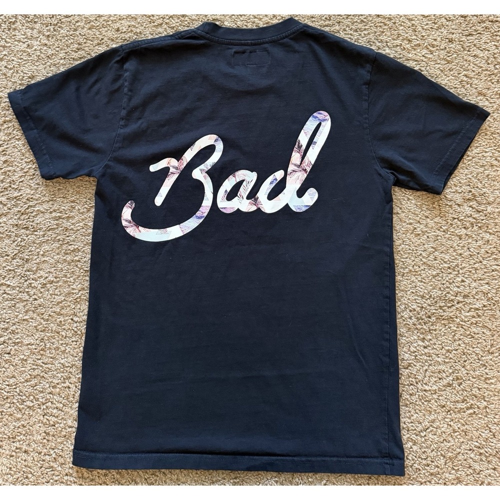 Bad Birdie Golf T Shirt Mens Black Short Sleeve Cotton Hawaiian Palm "Bad" Small
